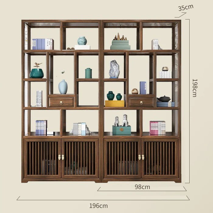 Elm Wood Curio Display Cabinet Shelf - Image 7