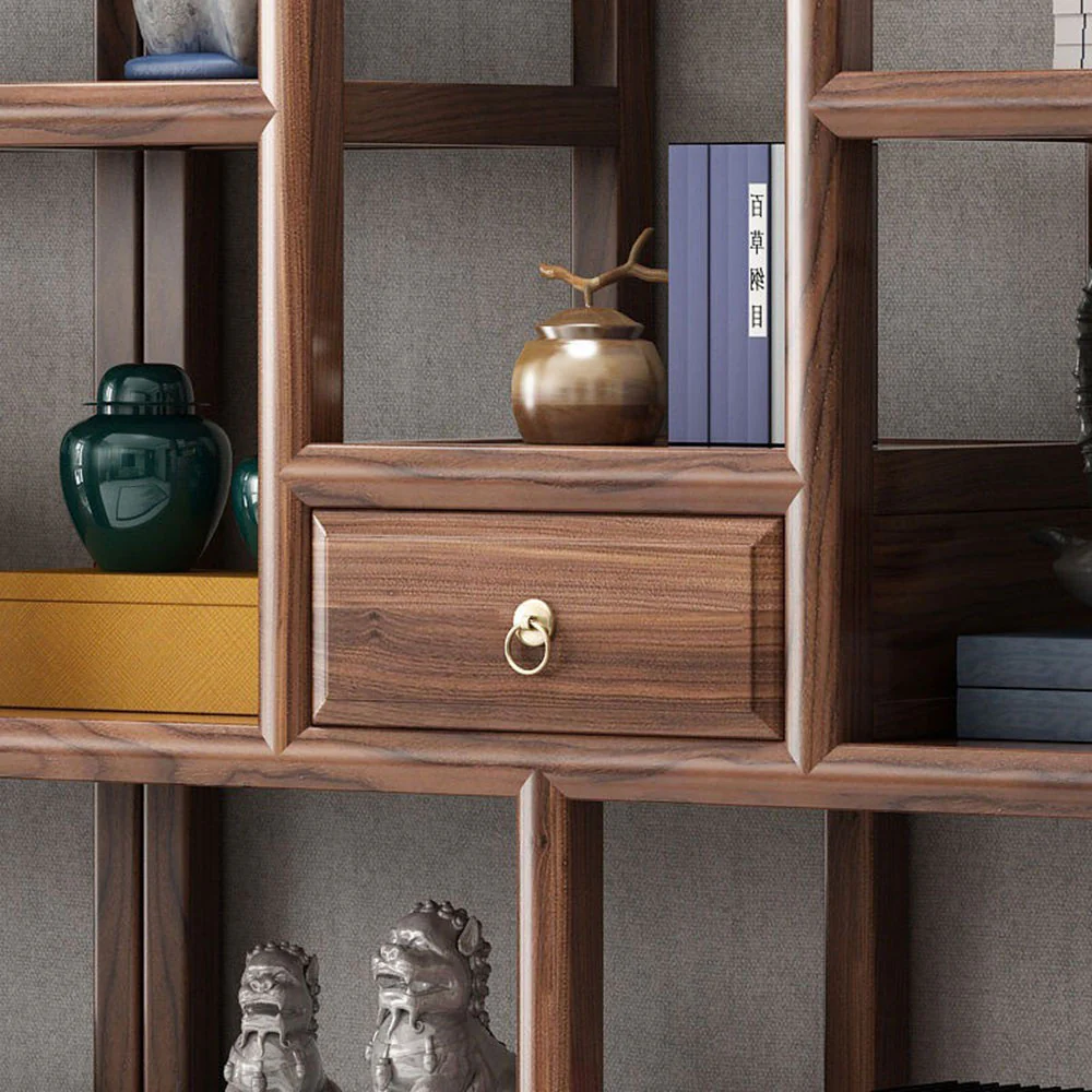Elm Wood Curio Display Cabinet Shelf - Image 8