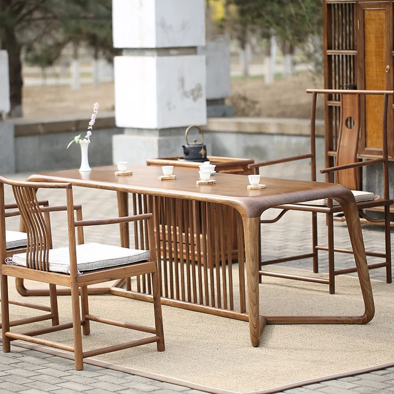 Elm Wood Simple Folklore Gongfu Tea Table - Image 3