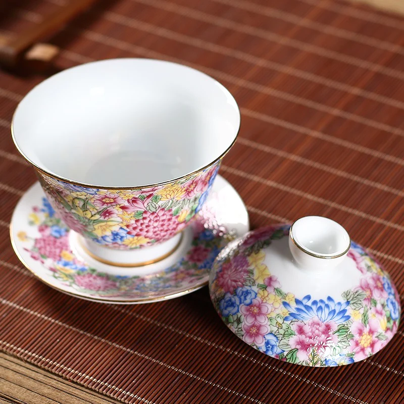Enamel Porcelain Flowers Gaiwan - Image 10