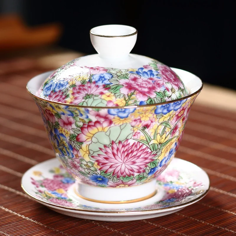 Enamel Porcelain Flowers Gaiwan - Image 13