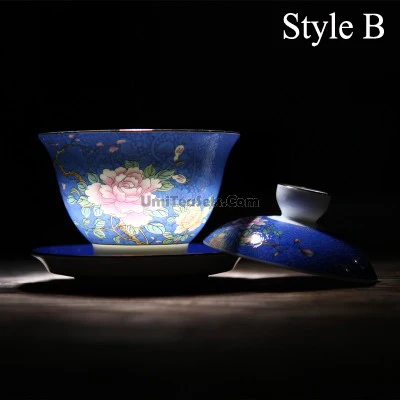 Enamel Porcelain Flowers Gaiwan - Image 3