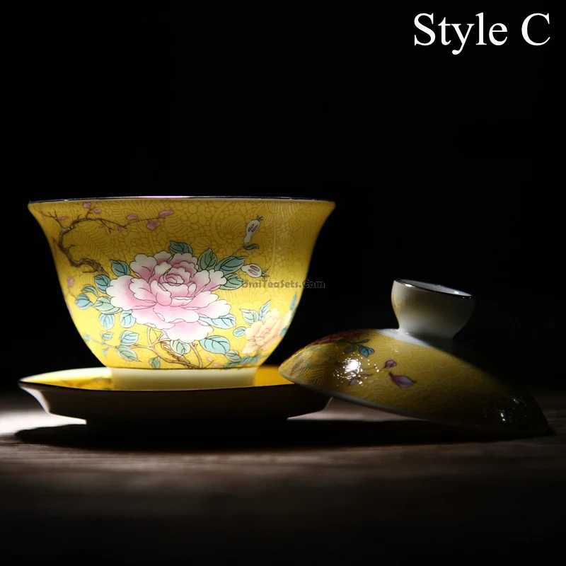 Enamel Porcelain Flowers Gaiwan - Image 4