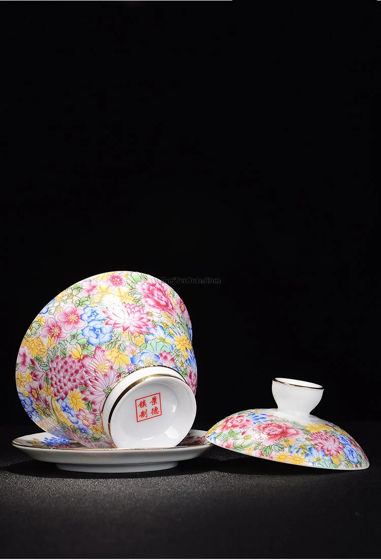 Enamel Porcelain Flowers Gaiwan - Image 7