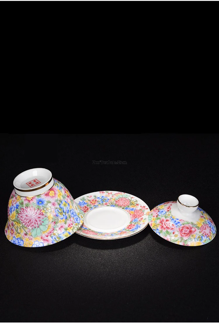 Enamel Porcelain Flowers Gaiwan - Image 8