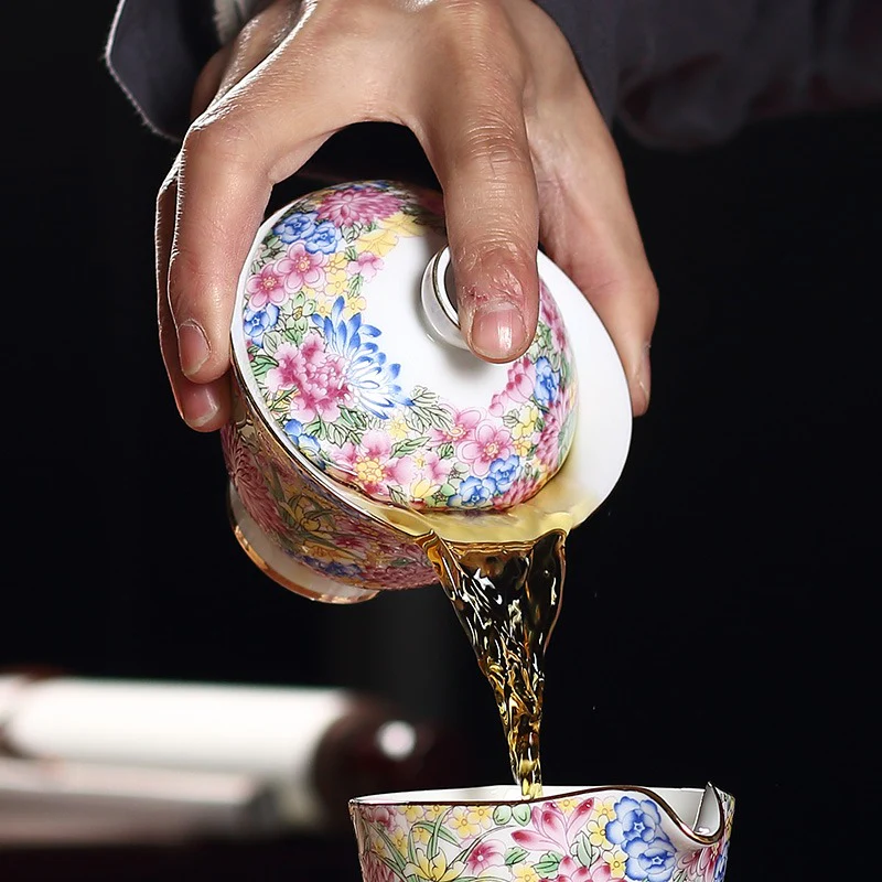 Enamel Porcelain Flowers Gaiwan - Image 9