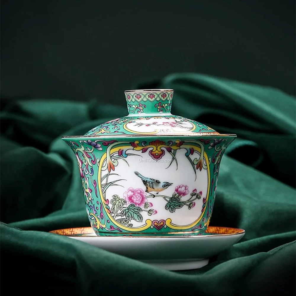 Enamel Porcelain Four Seasons Tea Set - Image 3
