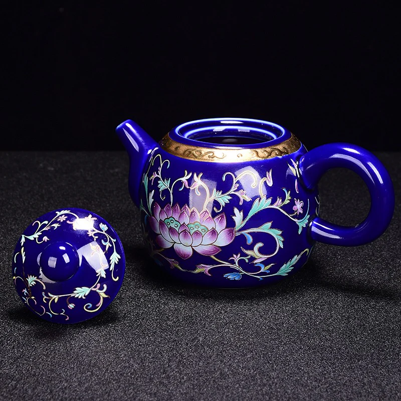 Enamel Porcelain Tea Set With Inner Sterling Silver - Image 2