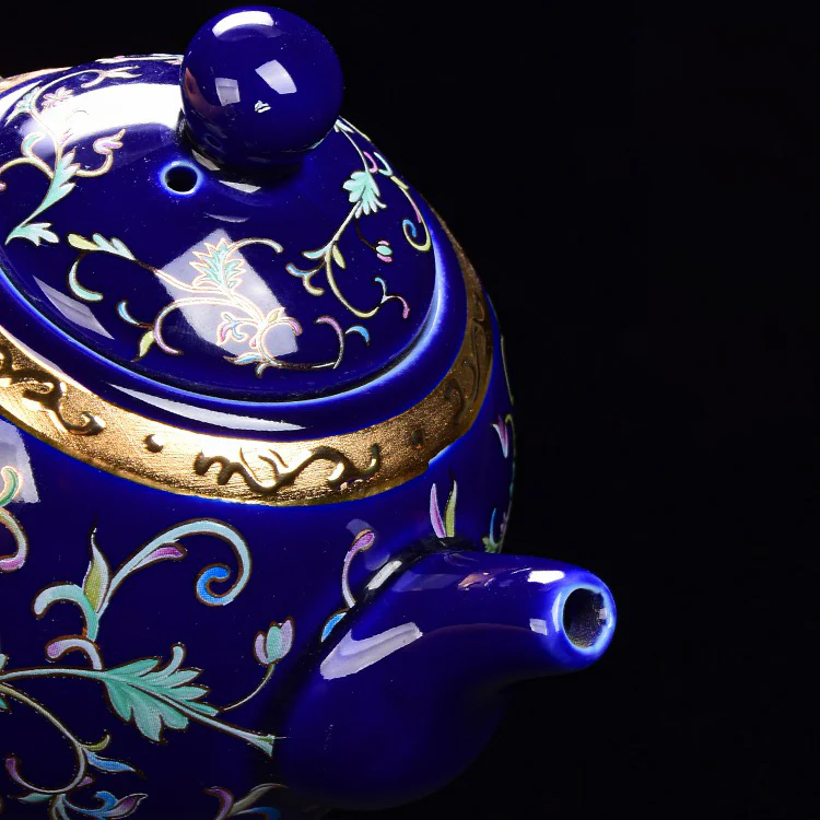 Enamel Porcelain Tea Set With Inner Sterling Silver - Image 3