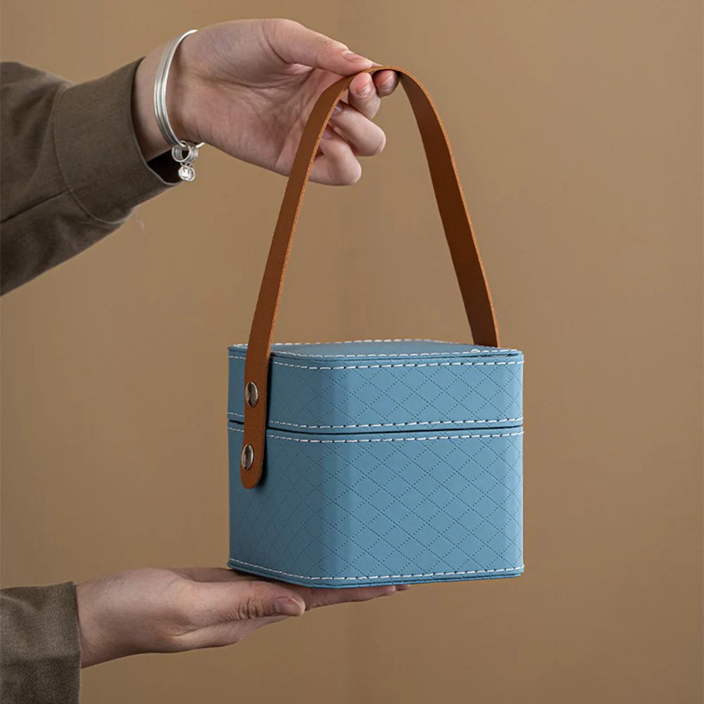 Enamel Travel Tea Set With Leather Bag - Image 5