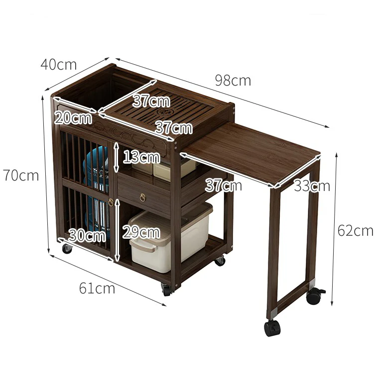 Extendable Chinese Nanmu Wood Tea Table - Image 3