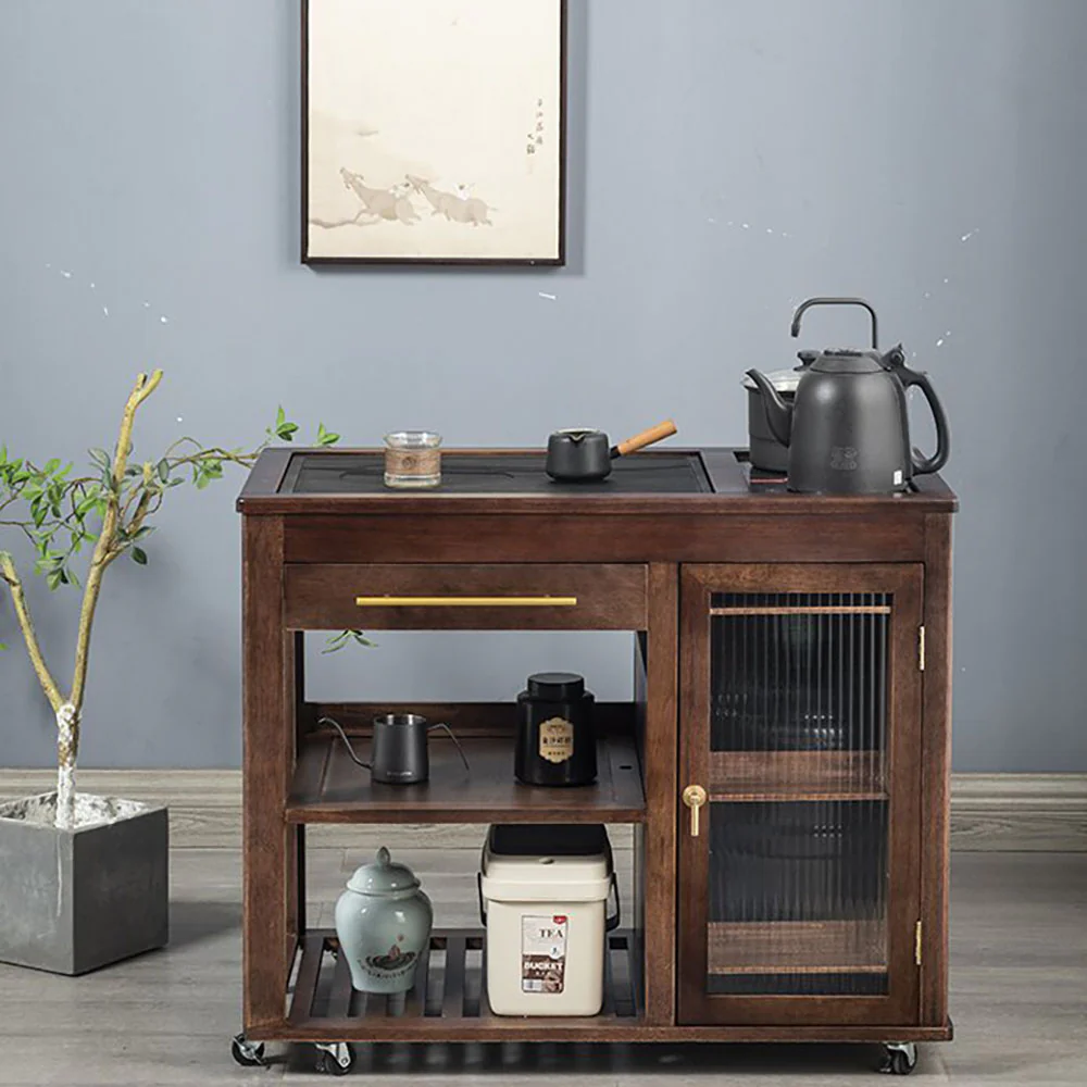 Extendable Walnut Movable Tea Table - Image 3