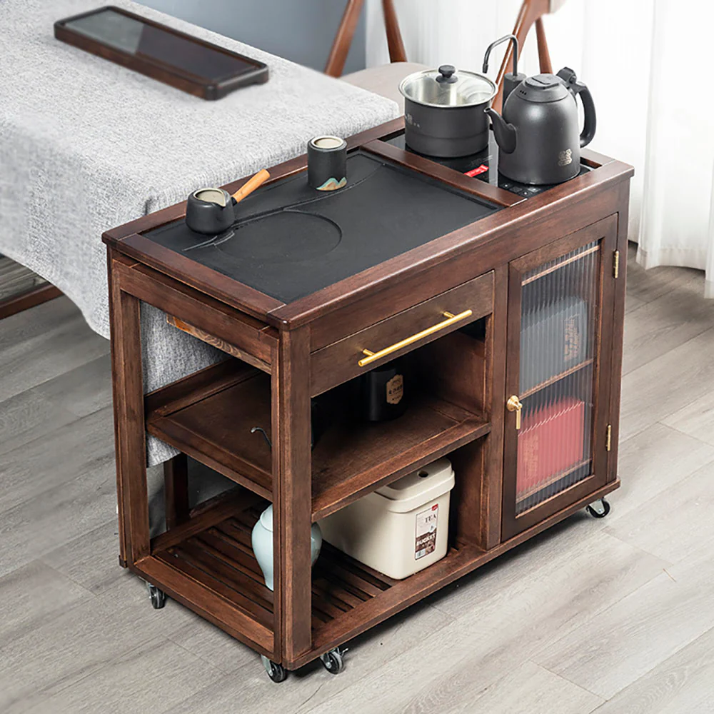 Extendable Walnut Movable Tea Table - Image 4