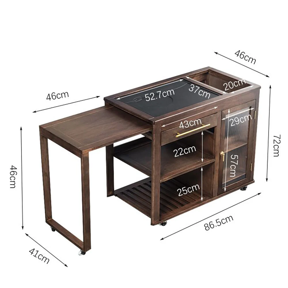 Extendable Walnut Movable Tea Table - Image 7
