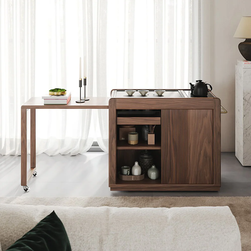 Extendable Walnut Movable Tea Table - Image 2