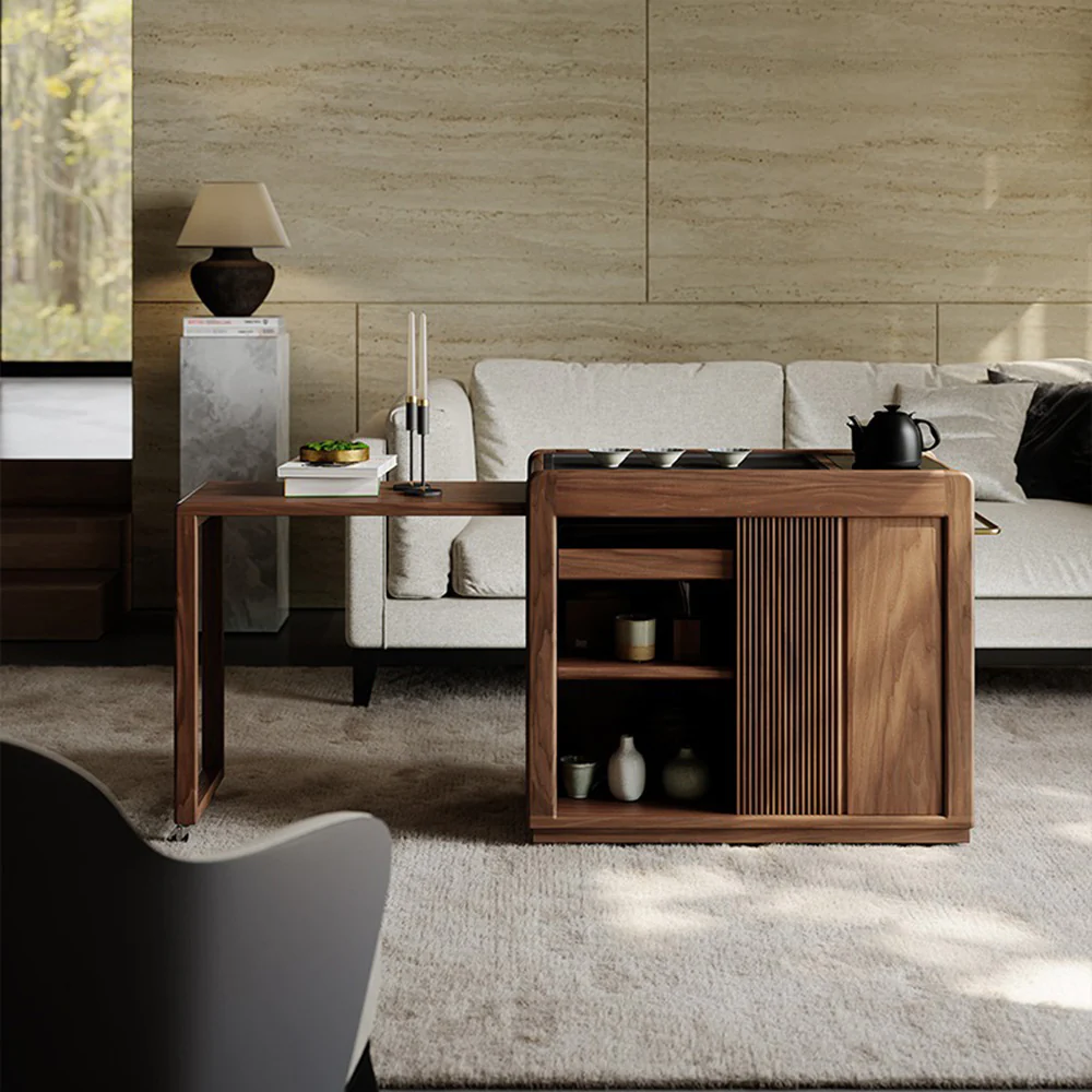 Extendable Walnut Movable Tea Table - Image 3