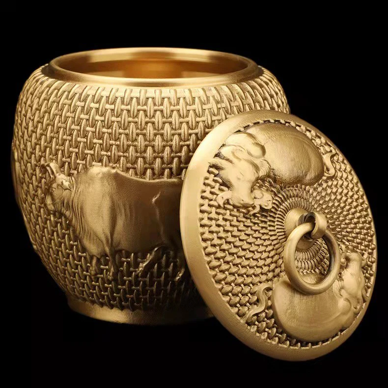 Five Cattles Brass Tea Caddy - Image 6