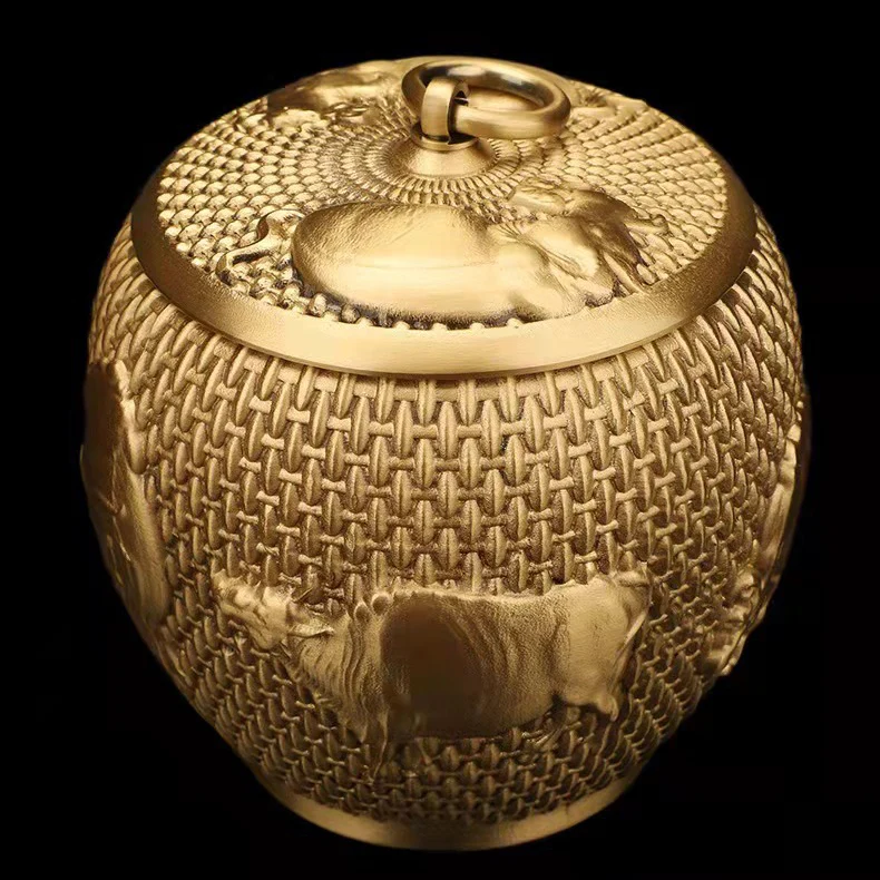 Five Cattles Brass Tea Caddy - Image 9