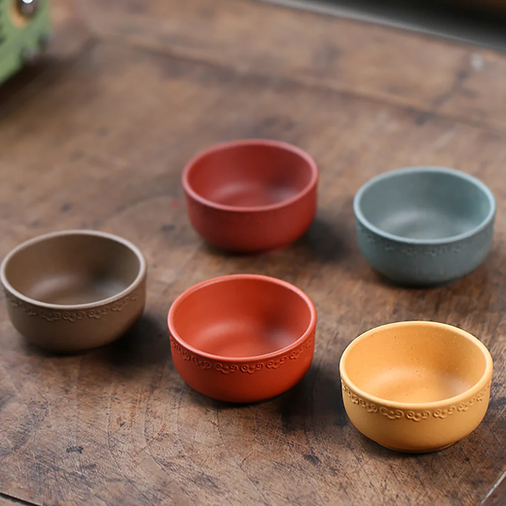 Five Color Purple Clay Auspicious Cloud Gongfu Tea Cup (Set of 5) - Image 2