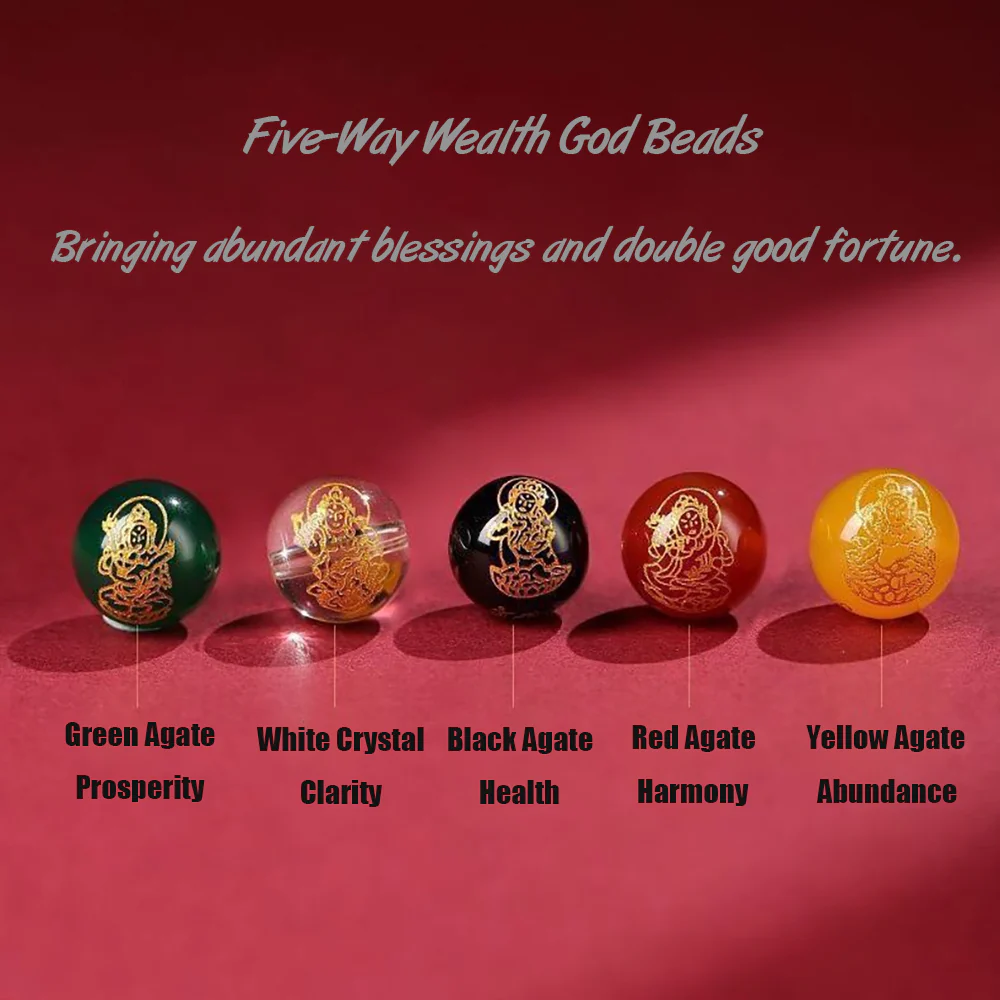 Five Gods of Wealth & Pixiu Cinnabar Bead Bracelet - Image 4