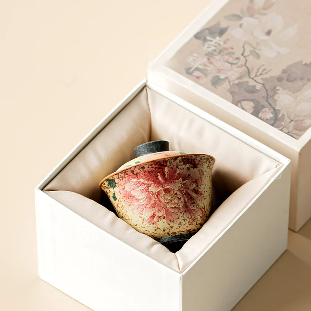 Flint Red Peony Ceramic Gaiwan - Image 2