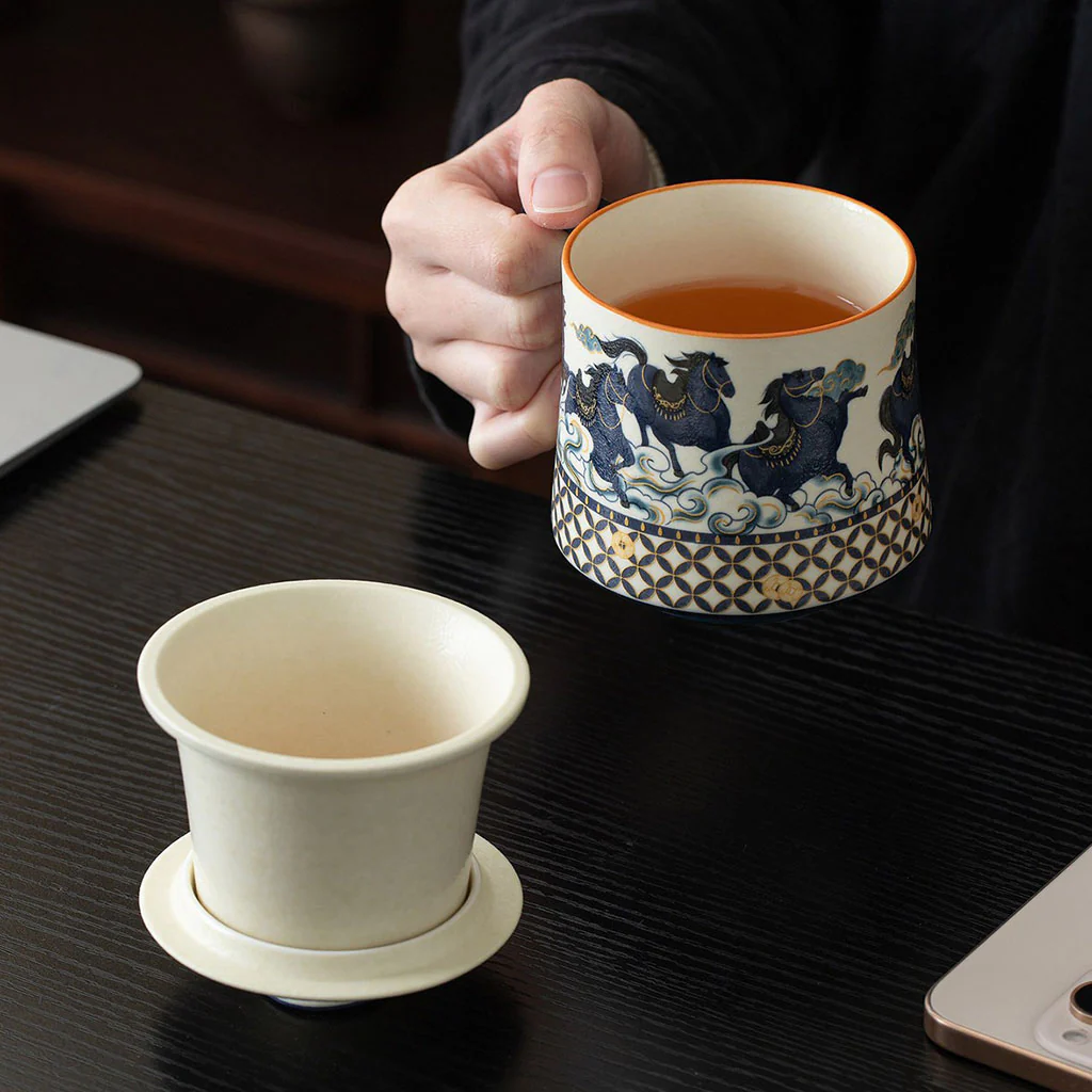 Galloping Horse Ceramic Tea Cup With Infuser - Image 5