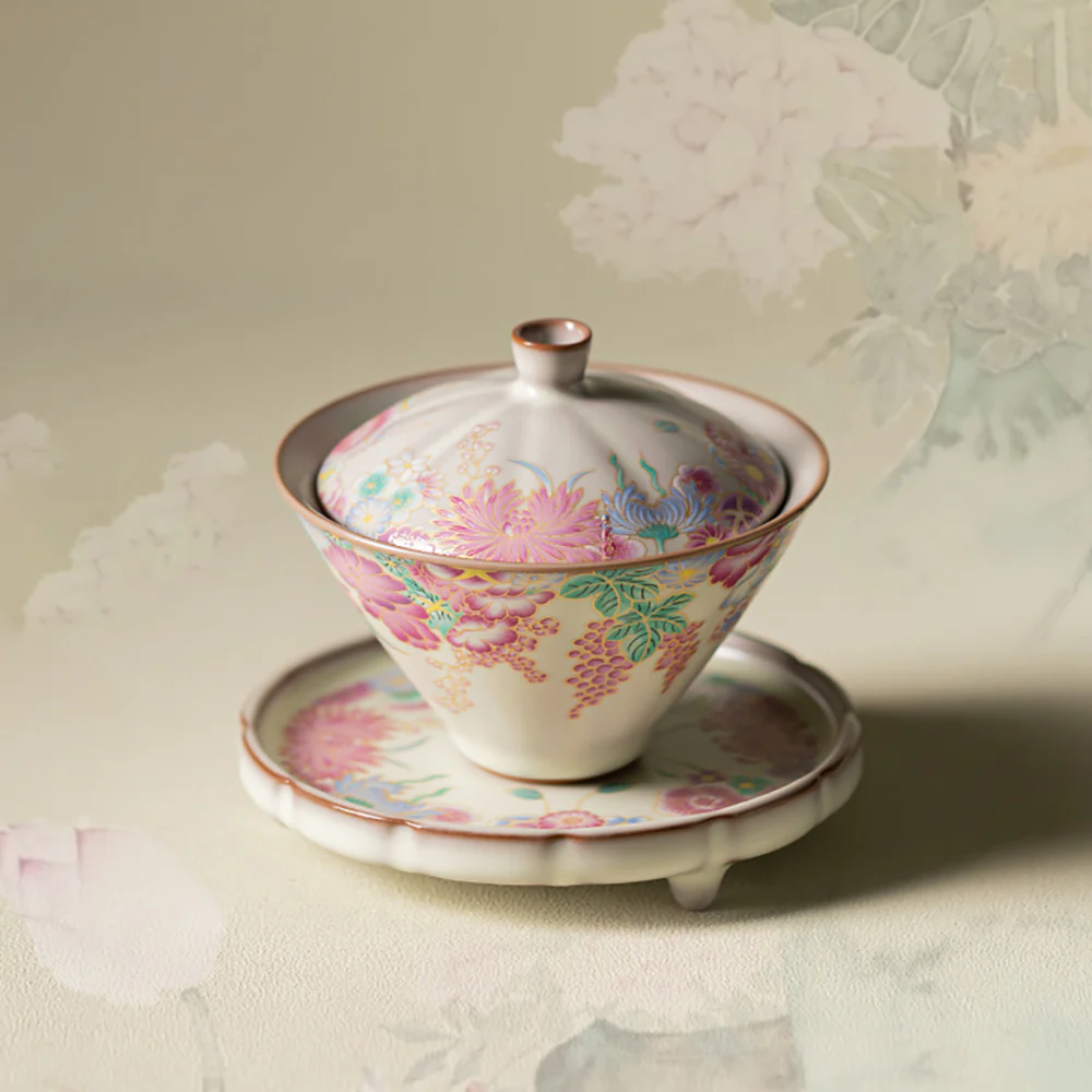 Garden Ruyao Porcelain Flowers Gaiwan - Image 3
