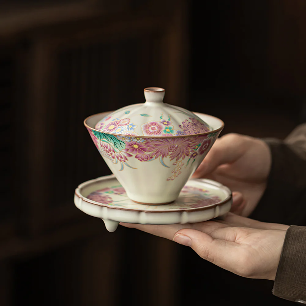 Garden Ruyao Porcelain Flowers Gaiwan - Image 5