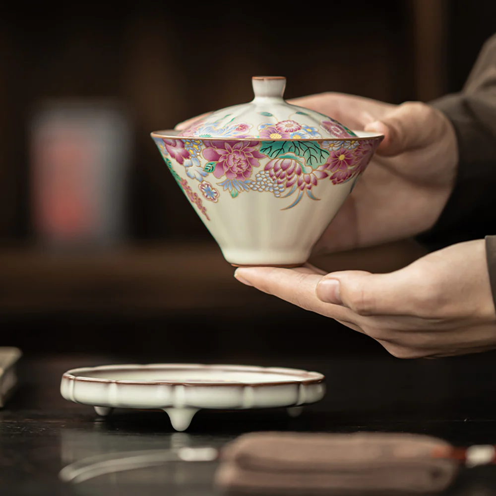 Garden Ruyao Porcelain Flowers Gaiwan - Image 6
