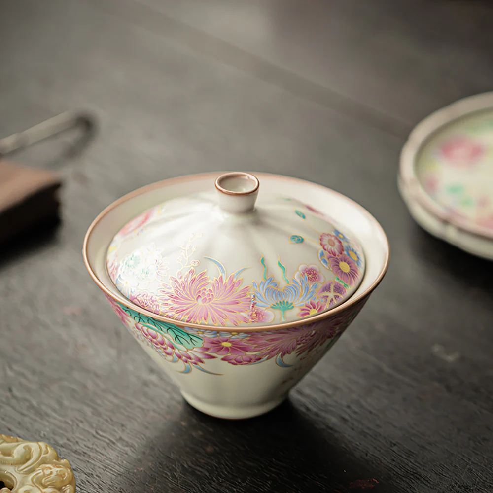 Garden Ruyao Porcelain Flowers Gaiwan - Image 7