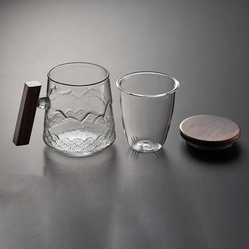 Glass Tea Mug With Wooden Lid And Handle - Image 8