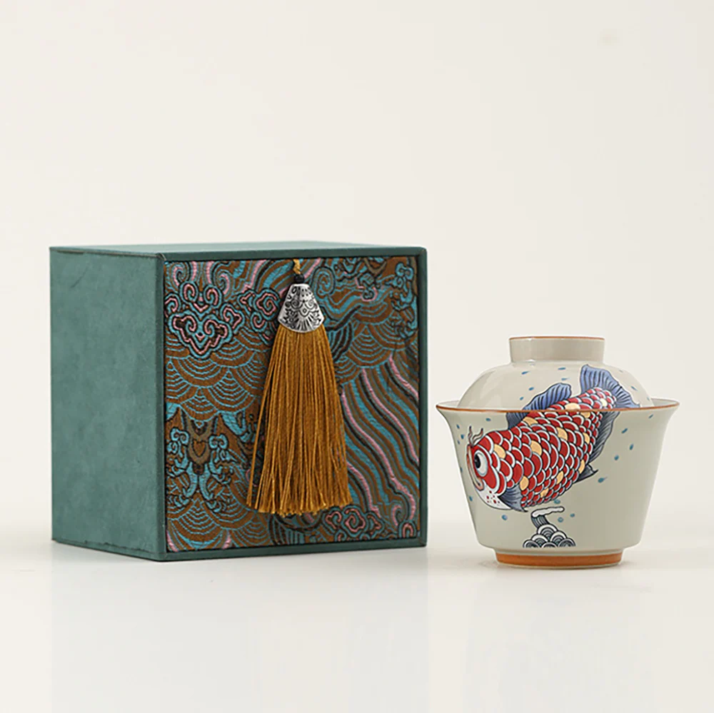 Goldfish Yuanbao Porcelain Gaiwan - Image 2