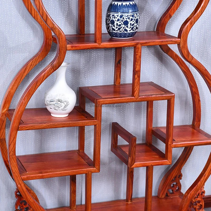 Gourd Shaped Chinese Curio Display Cabinet Shelf - Image 4