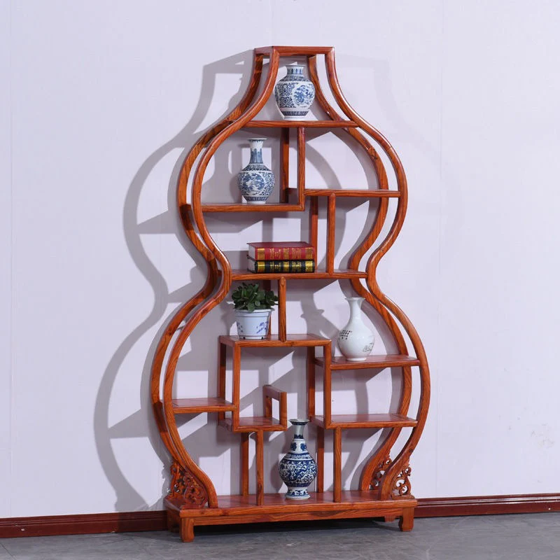 Gourd Shaped Chinese Curio Display Cabinet Shelf - Image 5