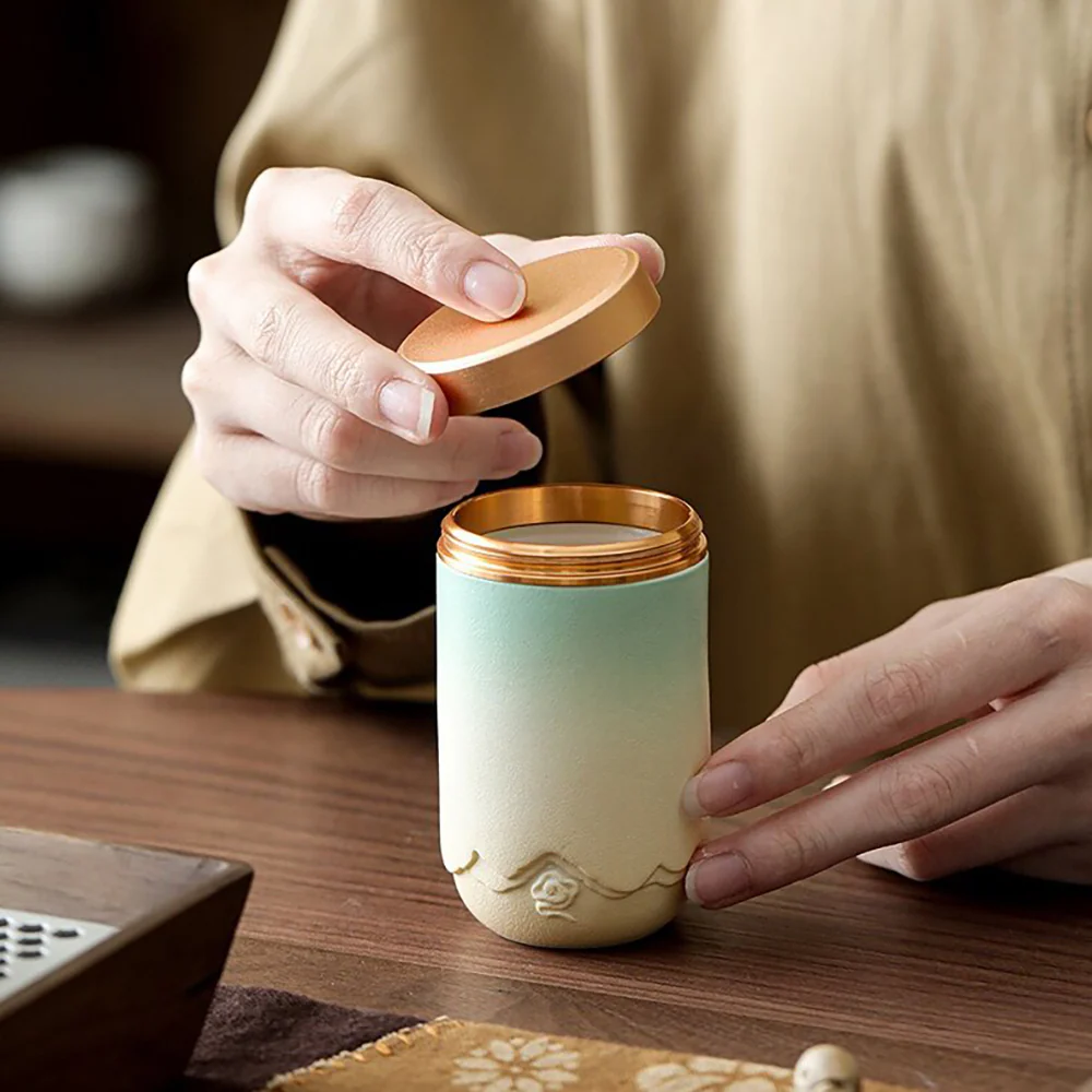 Gradient Ceramic Portable Four Tea Caddies Set - Image 3