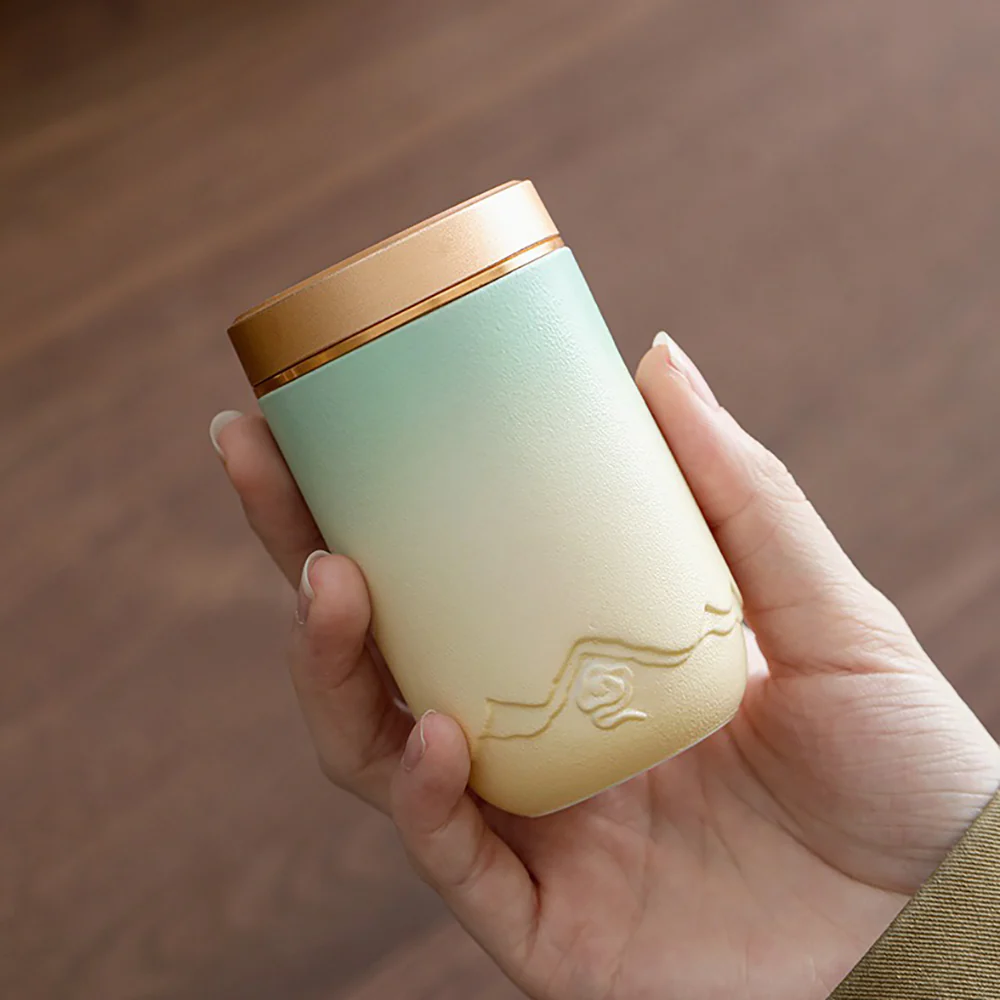 Gradient Ceramic Portable Four Tea Caddies Set - Image 5