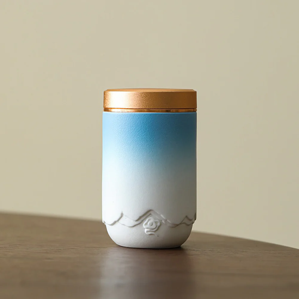 Gradient Ceramic Portable Four Tea Caddies Set - Image 7