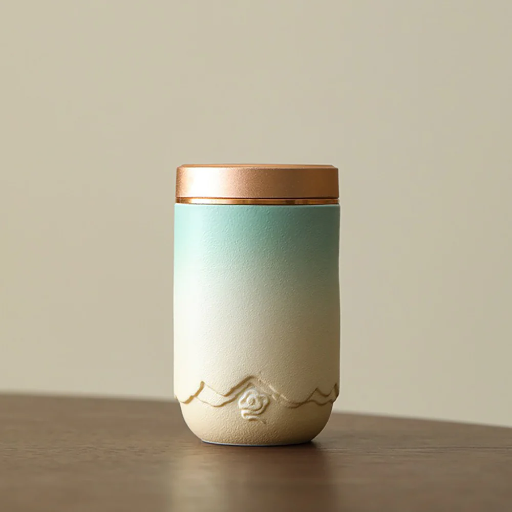 Gradient Ceramic Portable Four Tea Caddies Set - Image 8