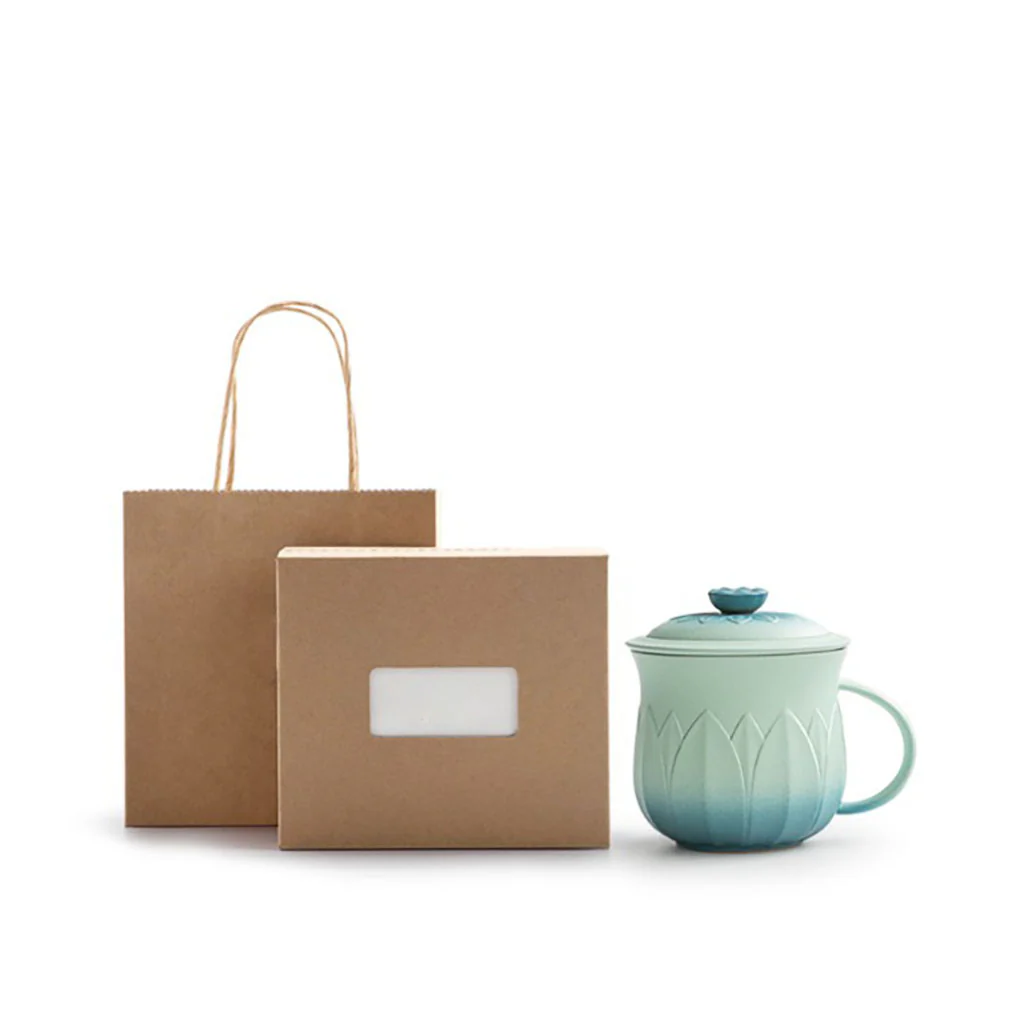 Gradient Lotus Ceramic Tea Cup With Infuser - Image 6