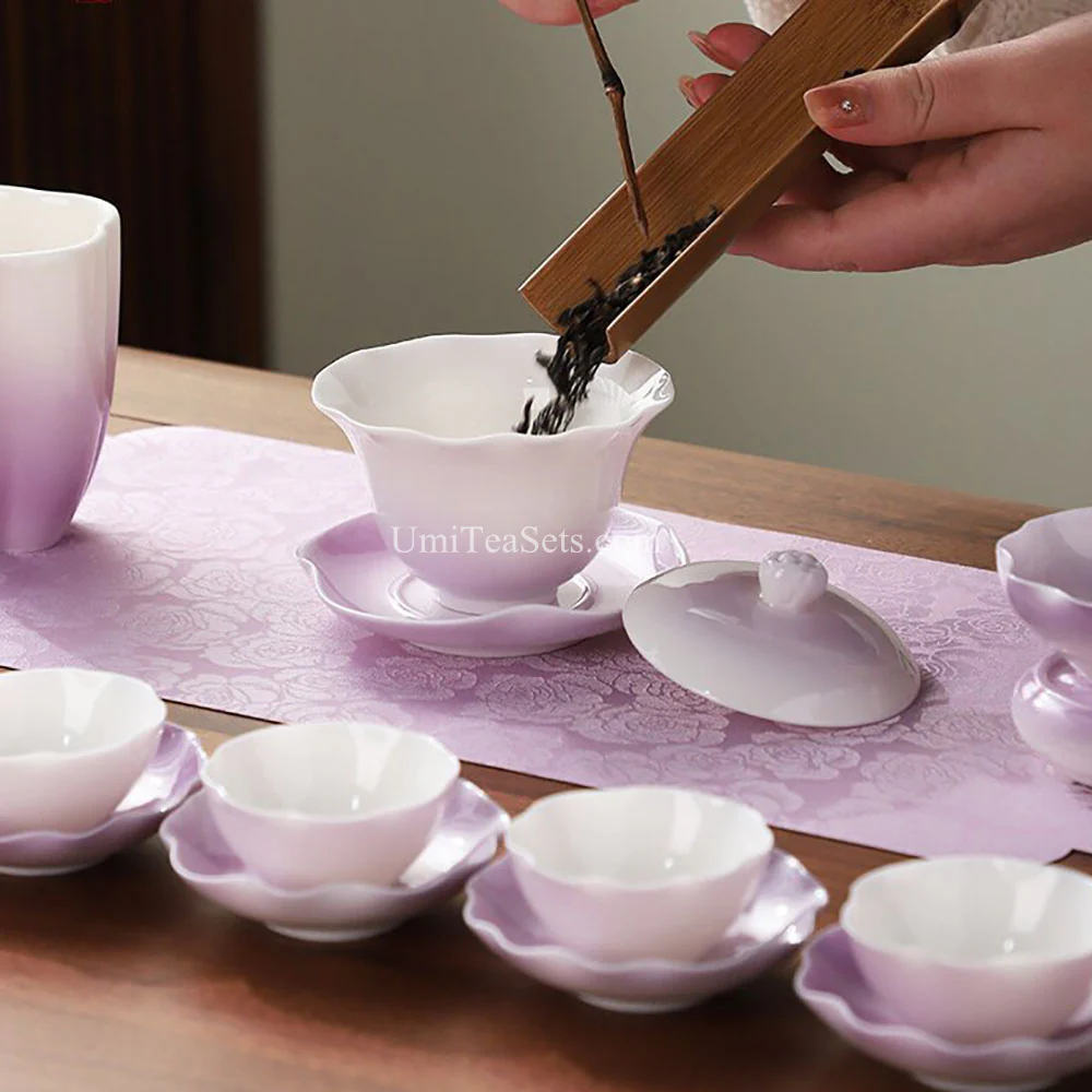 Gradient Purple Porcelain Tea Set - Image 3