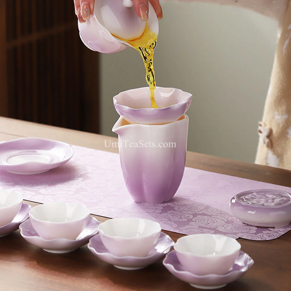 Gradient Purple Porcelain Tea Set - Image 4