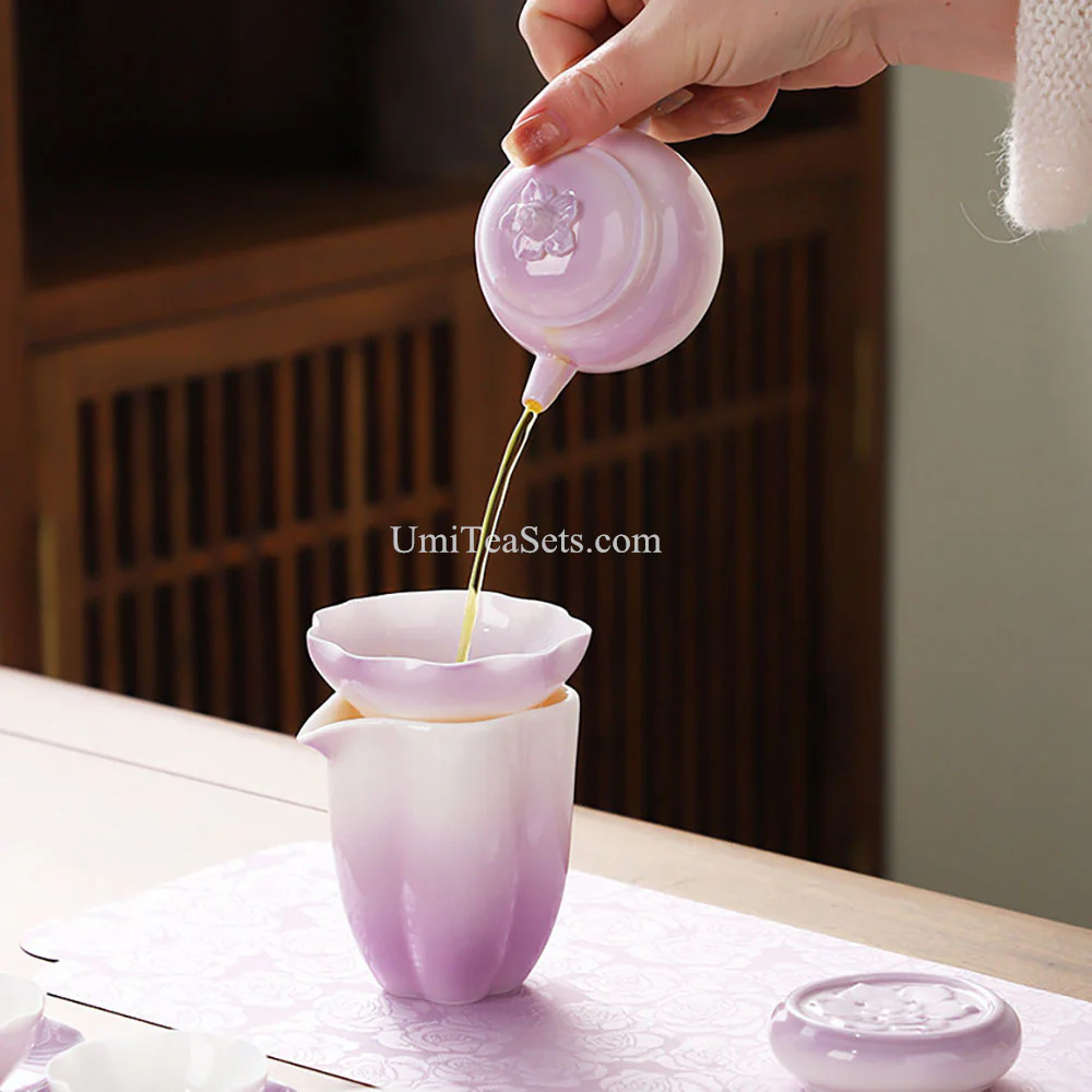 Gradient Purple Porcelain Tea Set - Image 5
