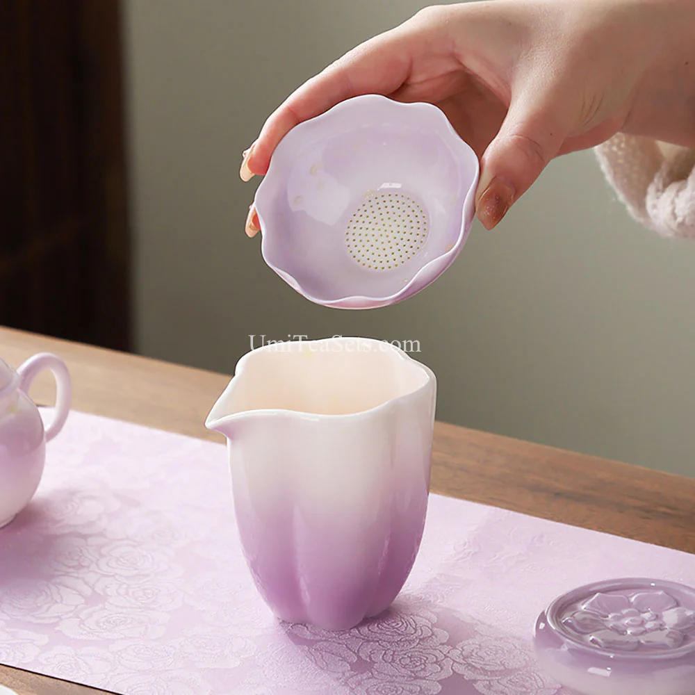 Gradient Purple Porcelain Tea Set - Image 7