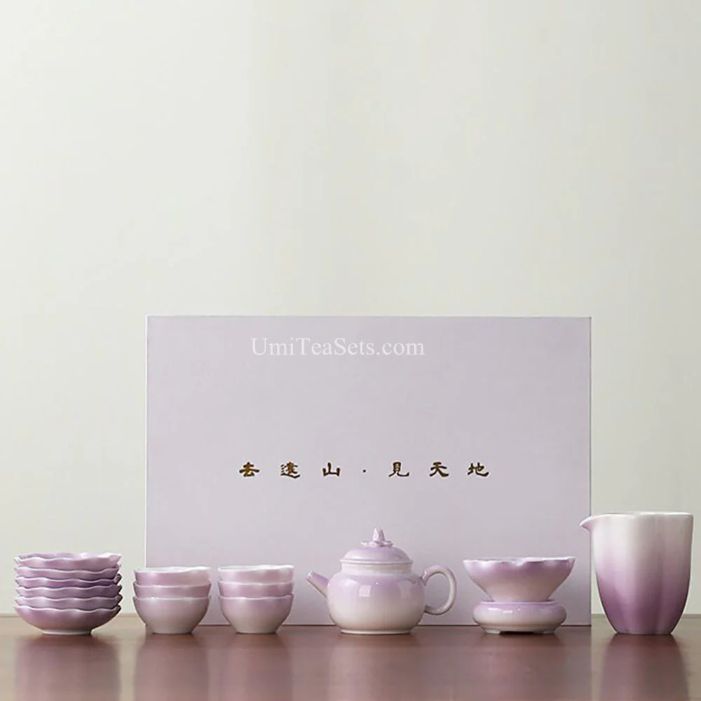 Gradient Purple Porcelain Tea Set - Image 8