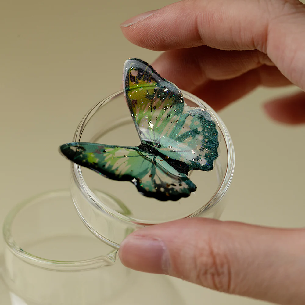 Green Butterfly Borosilicate Glass Teapot - Image 4