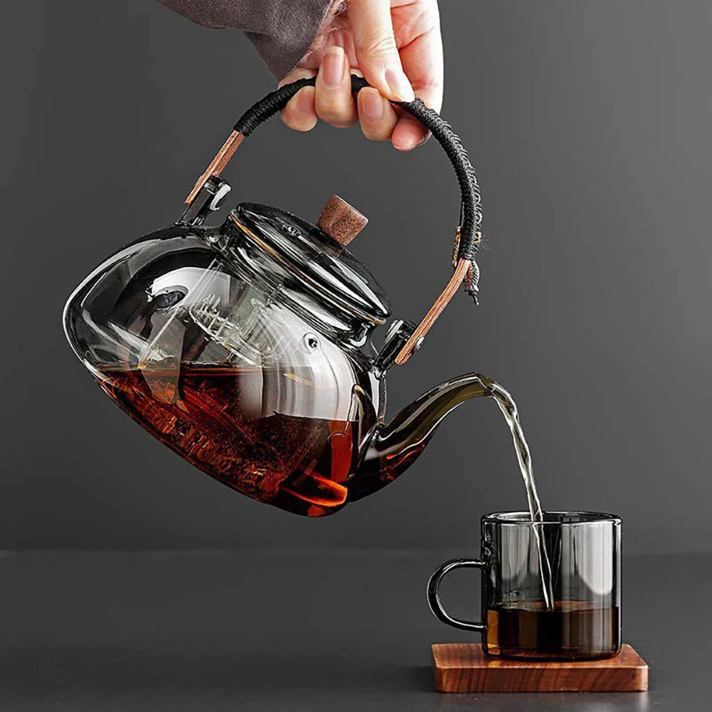 Grey Glass Teapot With Steam Infuser - Image 3