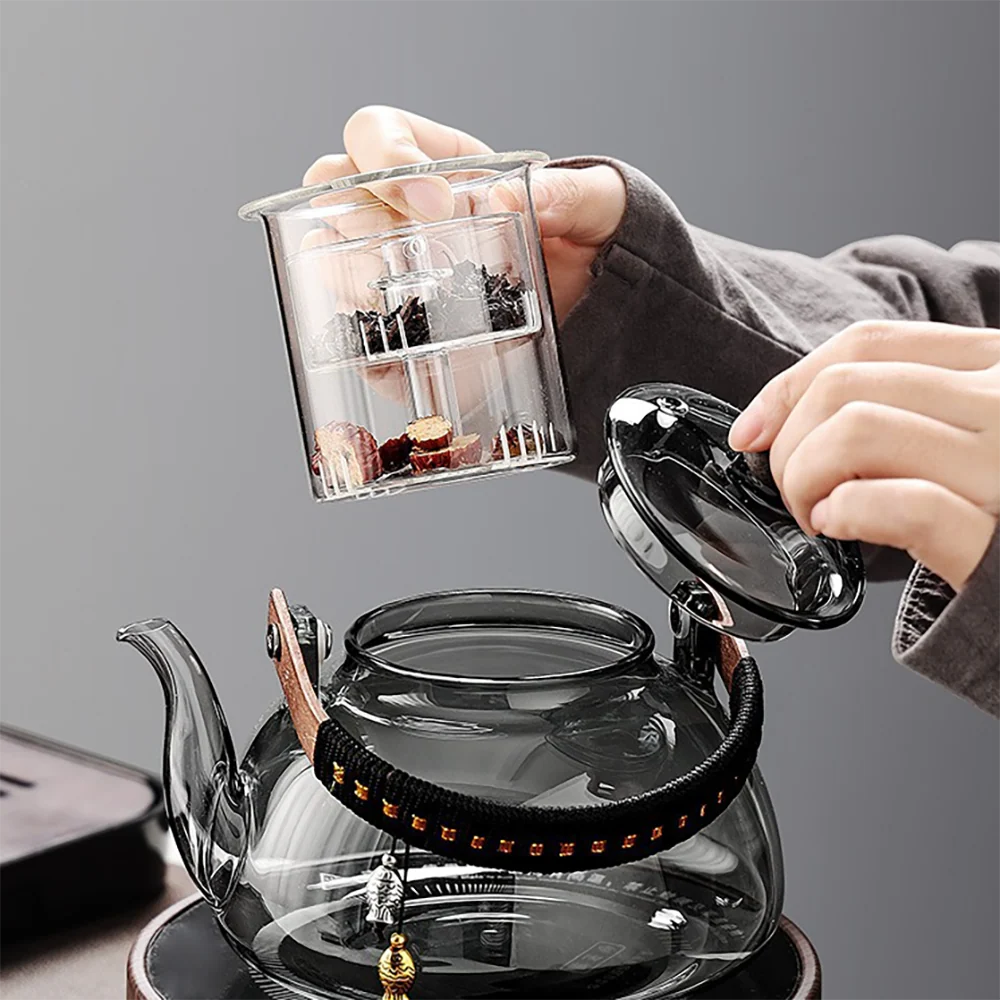 Grey Glass Teapot With Steam Infuser - Image 4