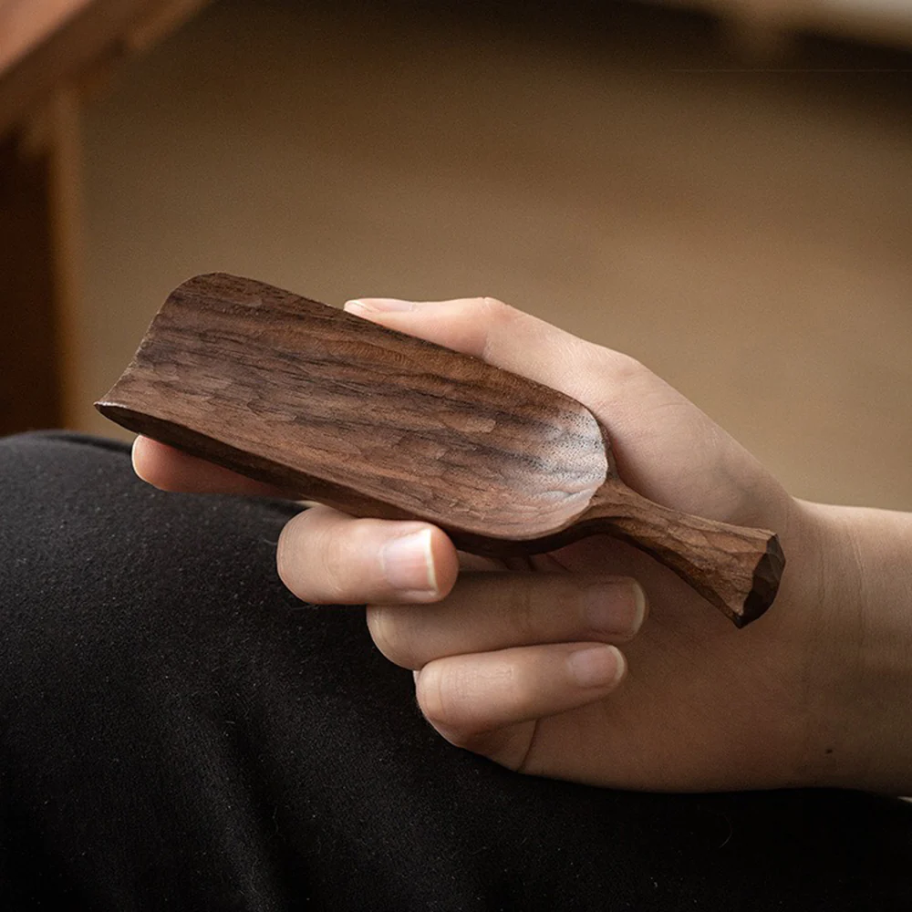 Hand Carved Walnut Cha He Tea Holder - Image 2