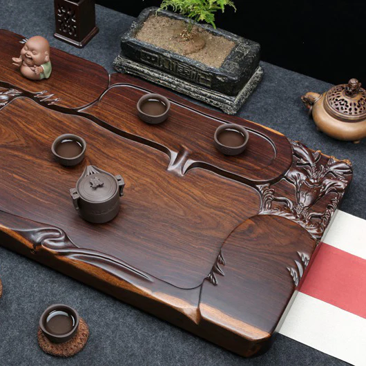 Hand Carved Wooden Goldfish Tea Tray - Image 5