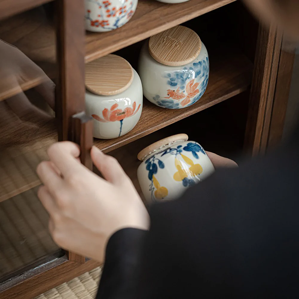 Hand-painted Ceramic Tea Caddy - Image 2